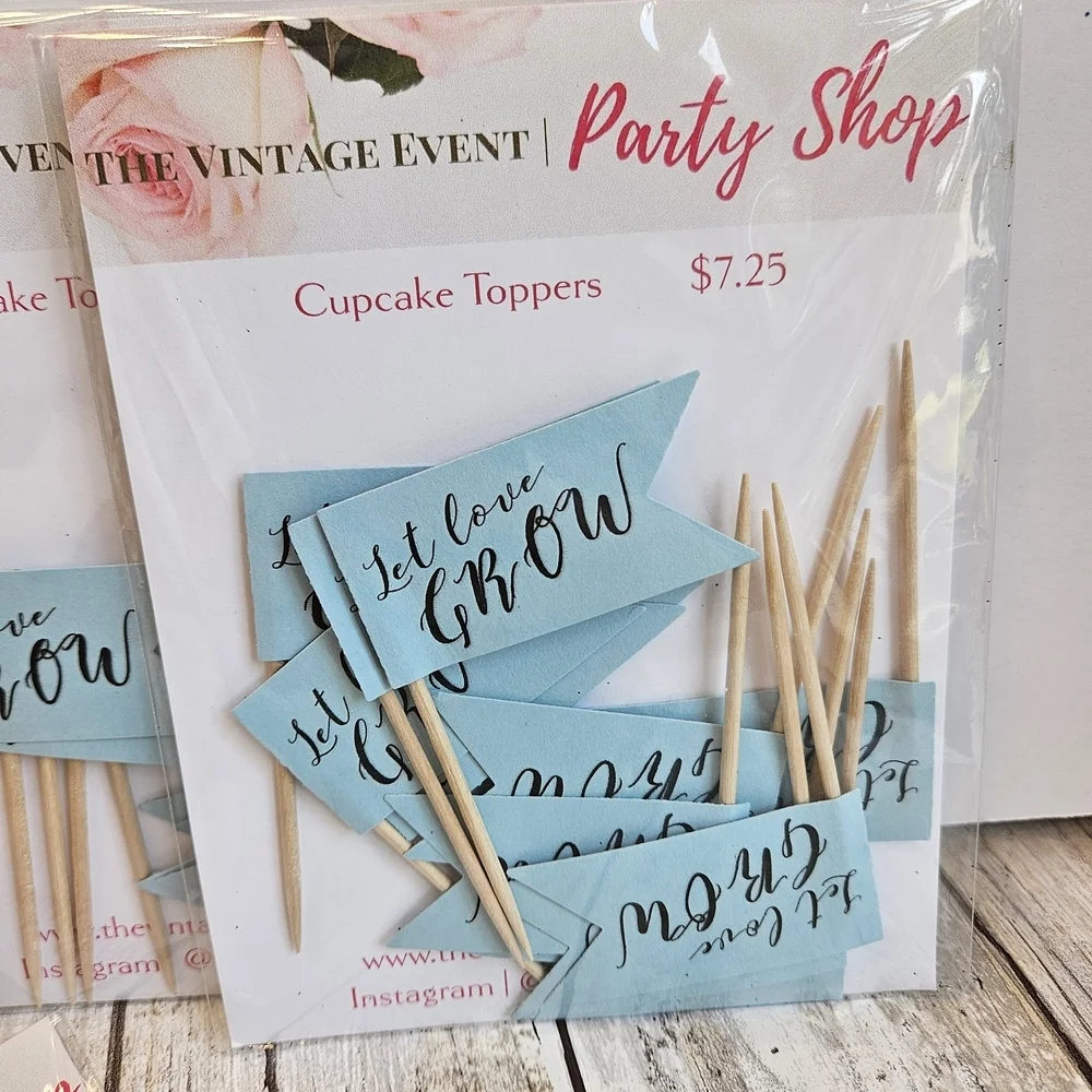 48- Blue THANK YOU Cupcake Toppers